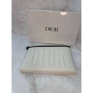 Dior White Embossed Logo Cosmetic Pouch – GWP